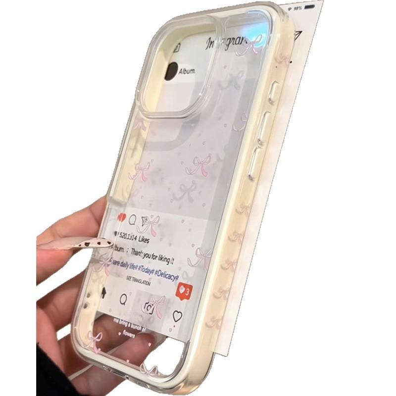 Подходит для чехла мобильного телефона iphone11 в контрастном цвете два в одном 11plus прозрачный корейский бант-сердечко 11