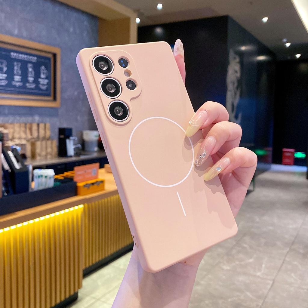 Suitable for Samsung S25 Ultra Thin Circle Magnetic Phone Case A55 Liquid A54 Silicone Soft Shell A16 Skin Feeling Full