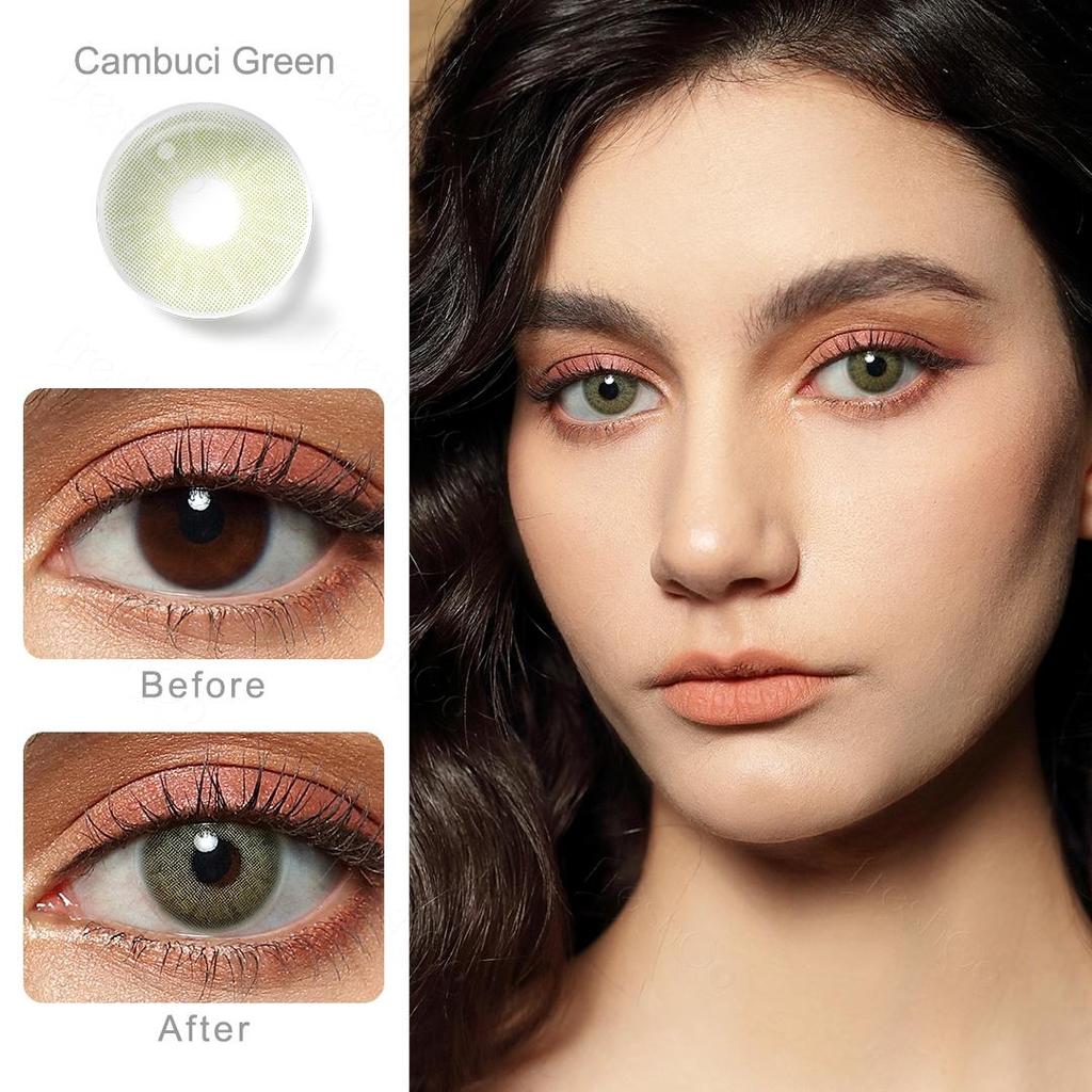 FreshGo Soft Color Contact Lens Gray Coloured Contact Lenses for Eyes Cosmetic Beautiy Pupils 1 Pair Yearly Contact Lenses