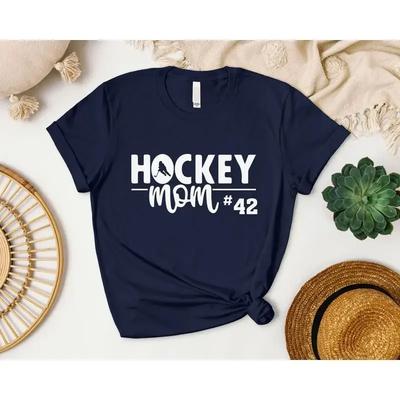 Hockey Mom With Number T Shirt Custom