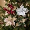 Glitter Powder Sequin Velvet Christmas Flower Colorful Christmas Tree Decor Flower  Home Wedding