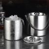 Stainless Steel Double Walled Ice Bucket Beverage Tub Cooler Bucket Comfortable Carry Handle for KTV Bar Whiskey Beer Tools