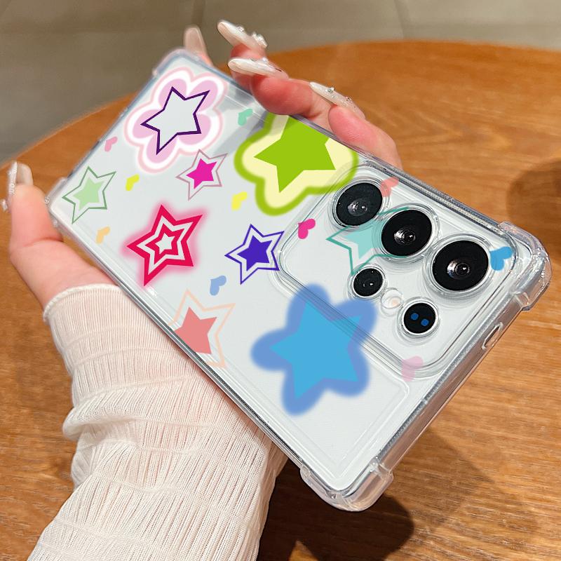 Чехол для S25 Ultra с красочным узором граффити со звездами для Samsung Galaxy S25 Edge S24 Ultra S23 S22 Plus S21 FE Capa Funda