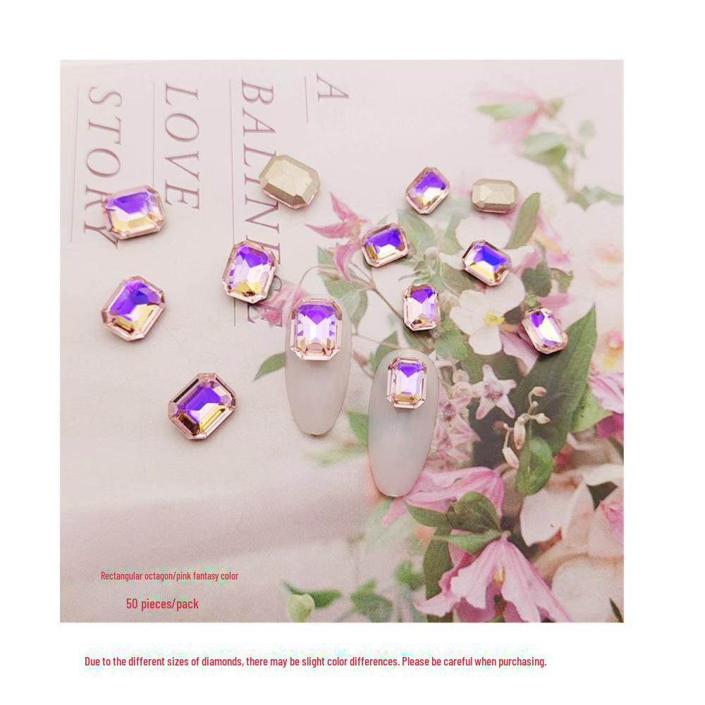 Прямоугольные восьмиугольные наклейки для дизайна ногтей - хрустальные стеклянные бриллианты и цветные сахарные камни