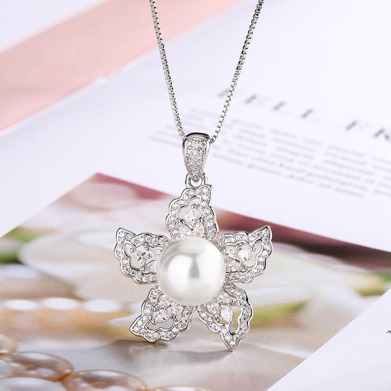 Pearl Set, Sunflower Design Necklace, Ring, High-End Light Luxury Fashion Women