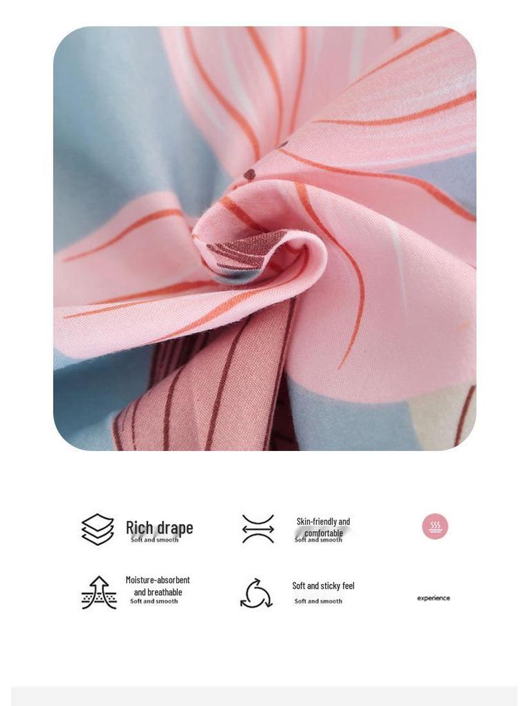 Постельный комплект из полосатого матового хлопка для осени/зимы – Утолщенный пододеяльник и простыня