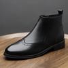 Winter Chelsea Boots Men's Leather Short Boots British Vintage Medium Top Martin Boots Brock Men's High Top Leather Boots Tide