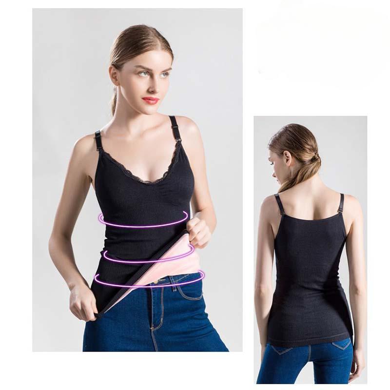 Thermal Undershirt Female Thickened Padded Fit Slim Winter Undershirt Sling Bottoming Shirt Chest Warm Underwear V-neck
