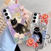 Vintage Flower Cat Case For Samsung A56 A16 A17 S24 S25 FE Xiaomi Redmi Note 14 13 Pro 14C A5 Huawei Honor 400 200 Lite Pro iPhone 16 Shockproof Cover