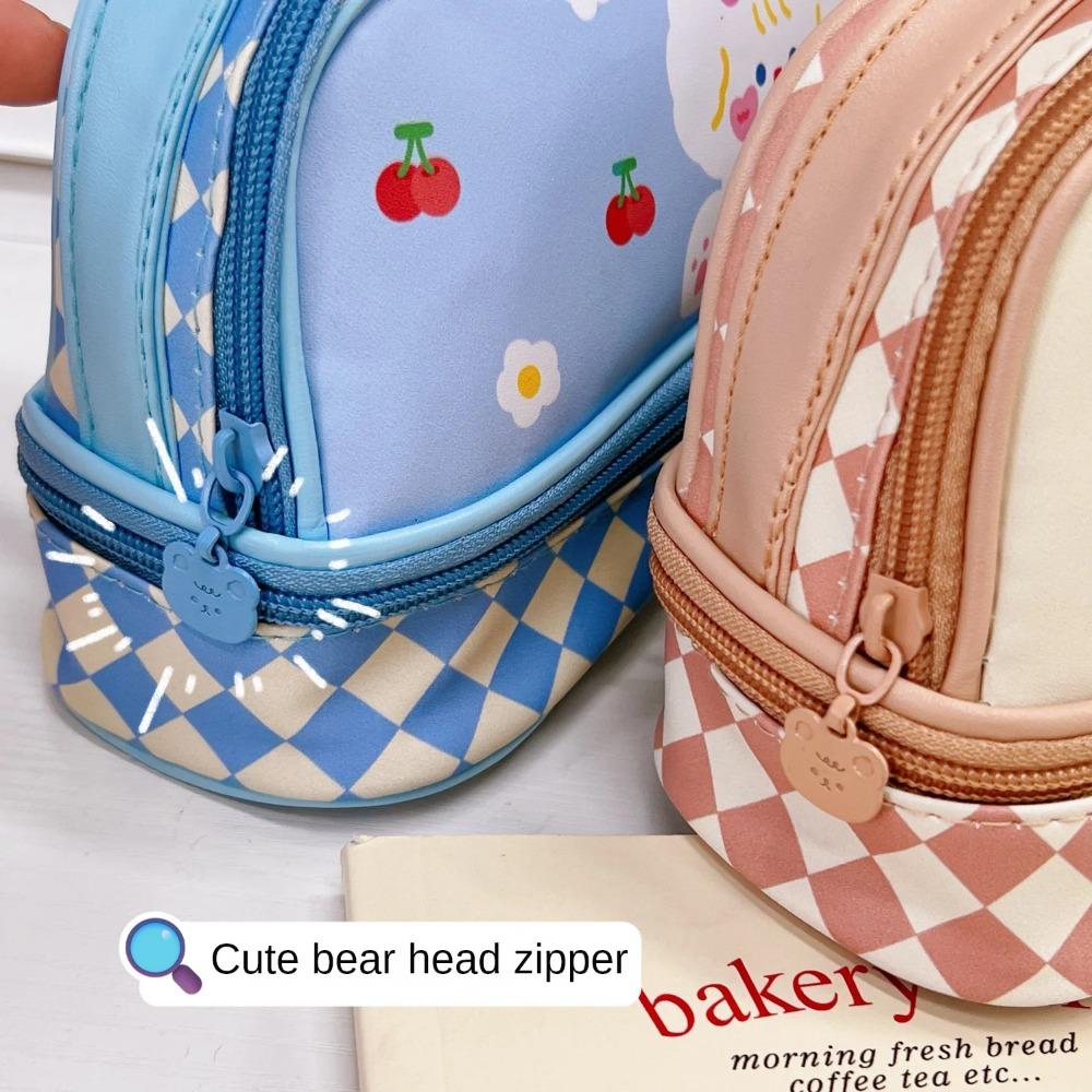 Мультяшная сумка для ручек большой емкости, студенческая ручная сумка для ручек, двухслойная сумка для хранения, милая и простая косметичка, коробка для канцелярских принадлежностей