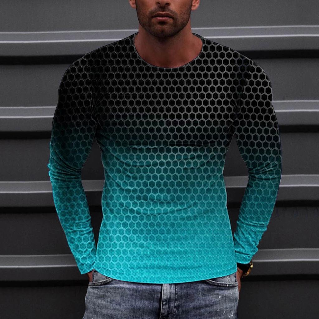 Муж. Футболка Круглый вырез Одежда Одежда На открытом воздухе Длинный рукав С принтом Модельер Винтаж