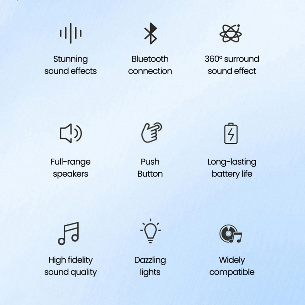 Мобильный телефон Bluetooth-динамик Цветная светодиодная подсветка Беспроводная маленькая звуковая коробка HIFI Стерео Портативный Bluetooth-динамик Сабвуфер