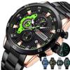 Мужские часы из нержавеющей стали, креативные модные светящиеся циферблаты с хронографом, мужские повседневные наручные часы