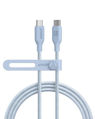 Кабель Anker серо-голубой, совместимый с Galaxy iPad MacBook USB-C и USB-C (240 Вт, экологически чистый нейлон) 1,8 м Про/Воздух Про/Воздух