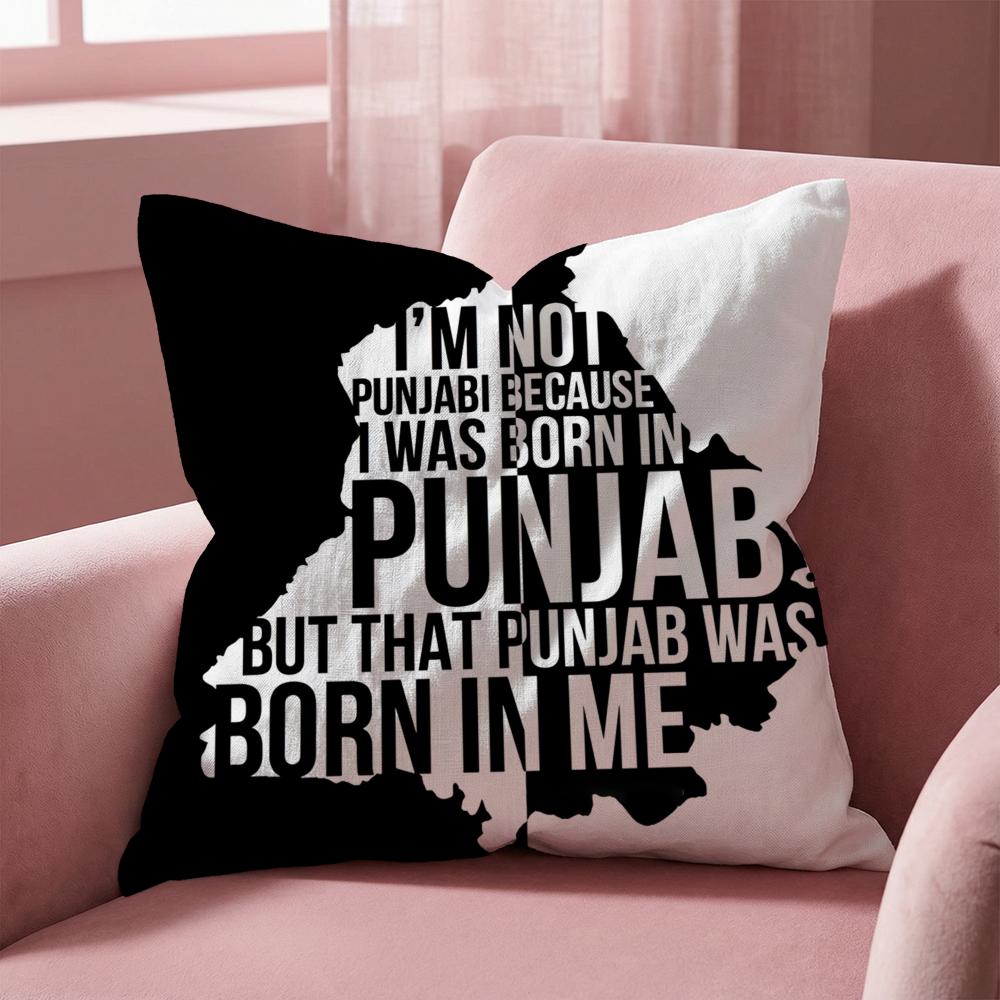 ART Punjab Map Cushion Cover Multi-Scene Pillow Cover for Home & Car - Reversible, Soft & Durable for Daily Use