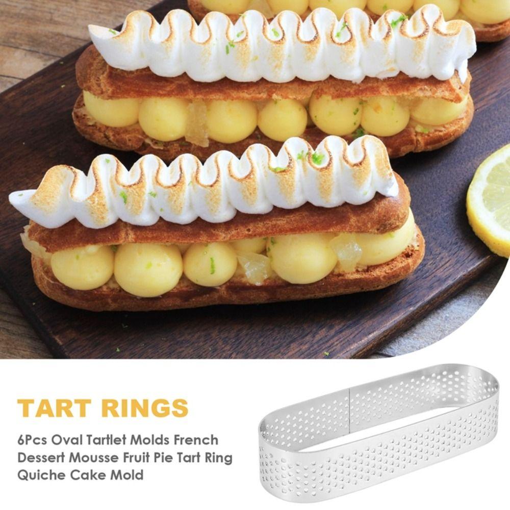 3Pcs Venting Hole Design Porous Cake Mousse Mold Heat-Resistant Oval Cake Mold Rings Fruit Pie