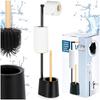 Toilet paper stand with brush, black, 66 cm