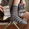 Female Autumn and Winter New Striped Lace Dog Embroidery Collision Color In Tube Socks