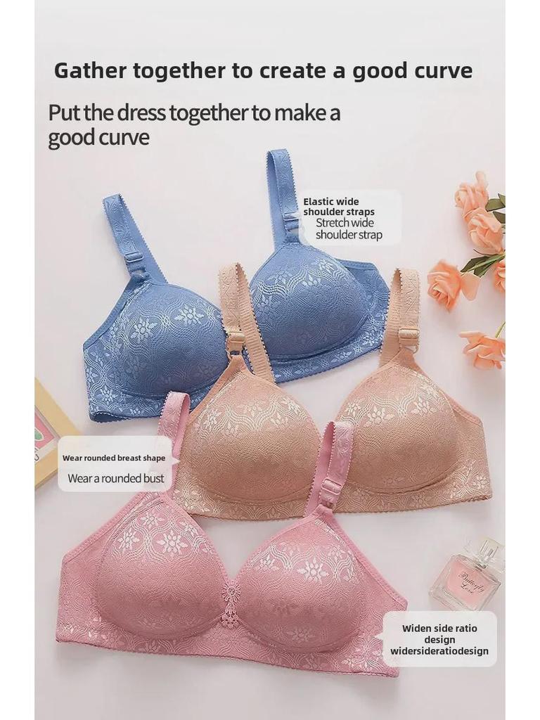 Большой жаккардовый бюстгальтер с тонкой чашкой, полностью закрывающий, без косточек, для людей среднего и пожилого возраста
