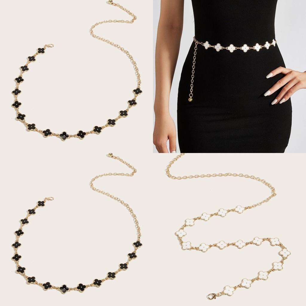 Металлическая поясная цепочка «Четырехлистный клевер» с застежкой-крючком для платья и юбки