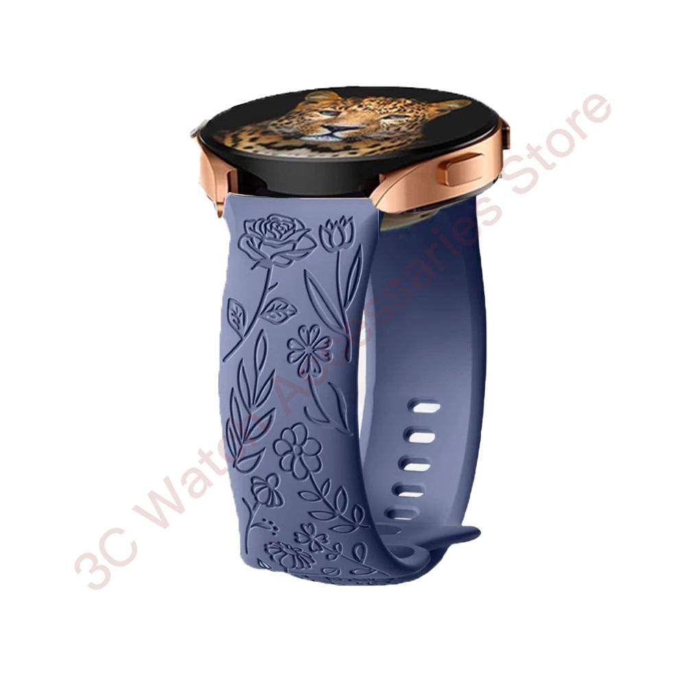 18 мм 20 мм 22 мм Ремешок с гравировкой розы для Samsung Galaxy Watch 654 40 мм 44 мм Gear S3 Силиконовый Милый Ремешок Классический 43 мм 45 мм Active 2