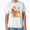 Men Casual Shirts Short Sleeves Funny Santa Riding Chubby Christmas Cat with Antlers Shirt Anime Black Tees Oversized T-shirts