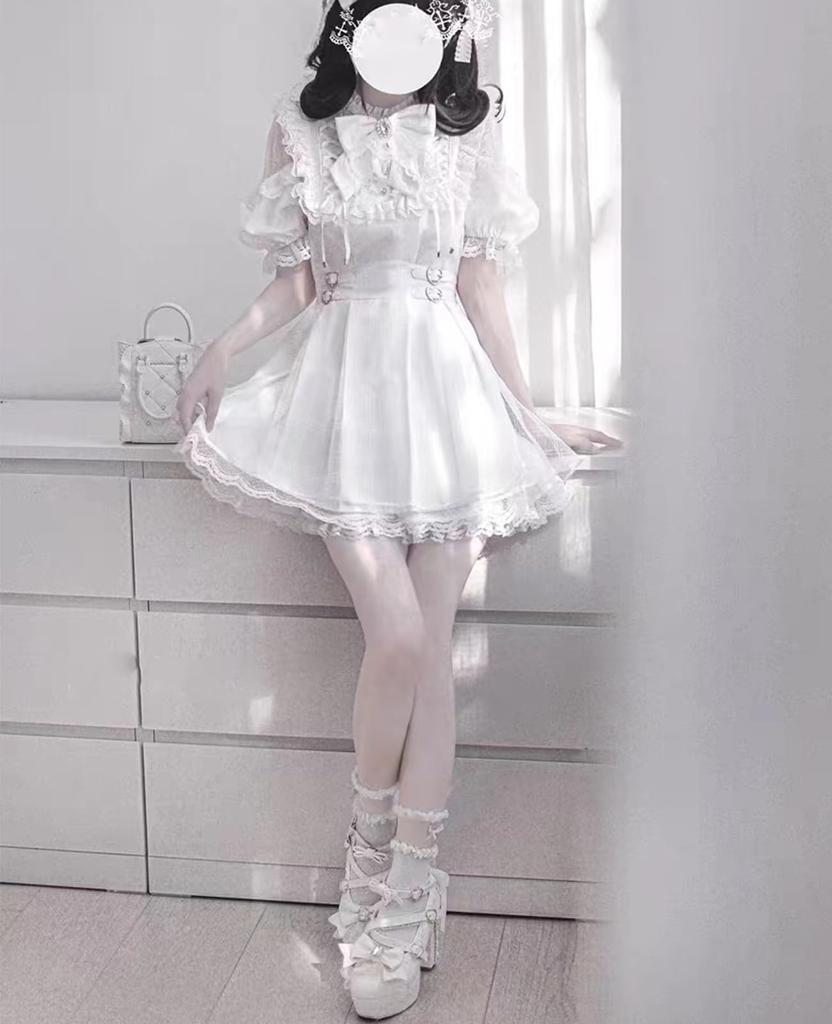 KALAOK Lolita Dress, Gothic Lolita, Mori Girl, Mini, Gothic Style, Cosplay, Princess Style, Cute, White, Size S