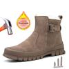 Зимняя рабочая защитная обувь, мужские теплые утолщенные шерстяные защитные ботинки, противоударные ботинки со стальным носком, мужские защитные рабочие ботинки