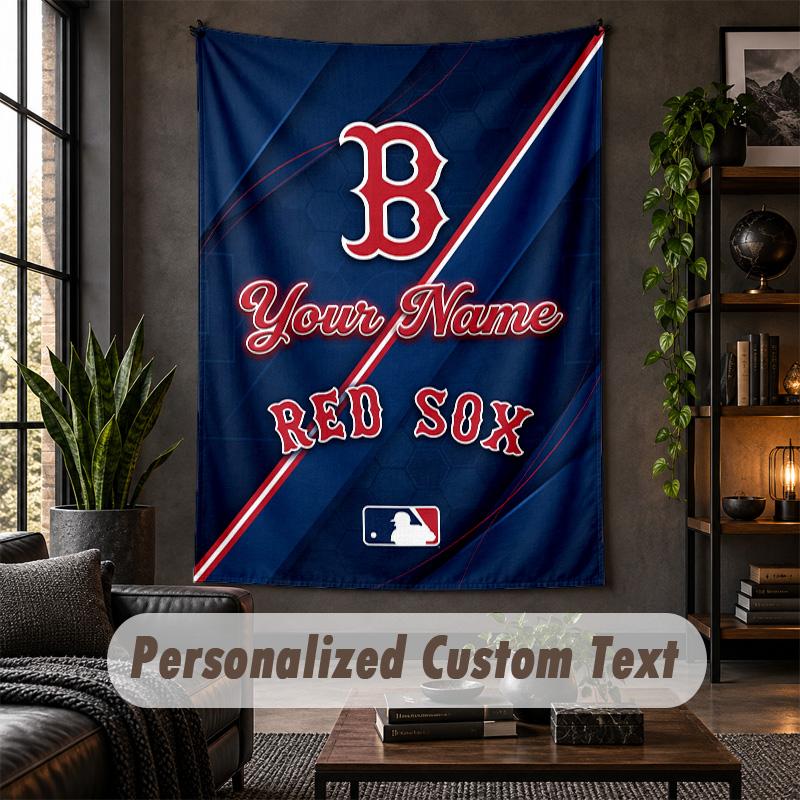 Personalized Wall Tapestry,Boston Red Sox Custom Text, Soft Fabric Wall Art For Indoor Decoration