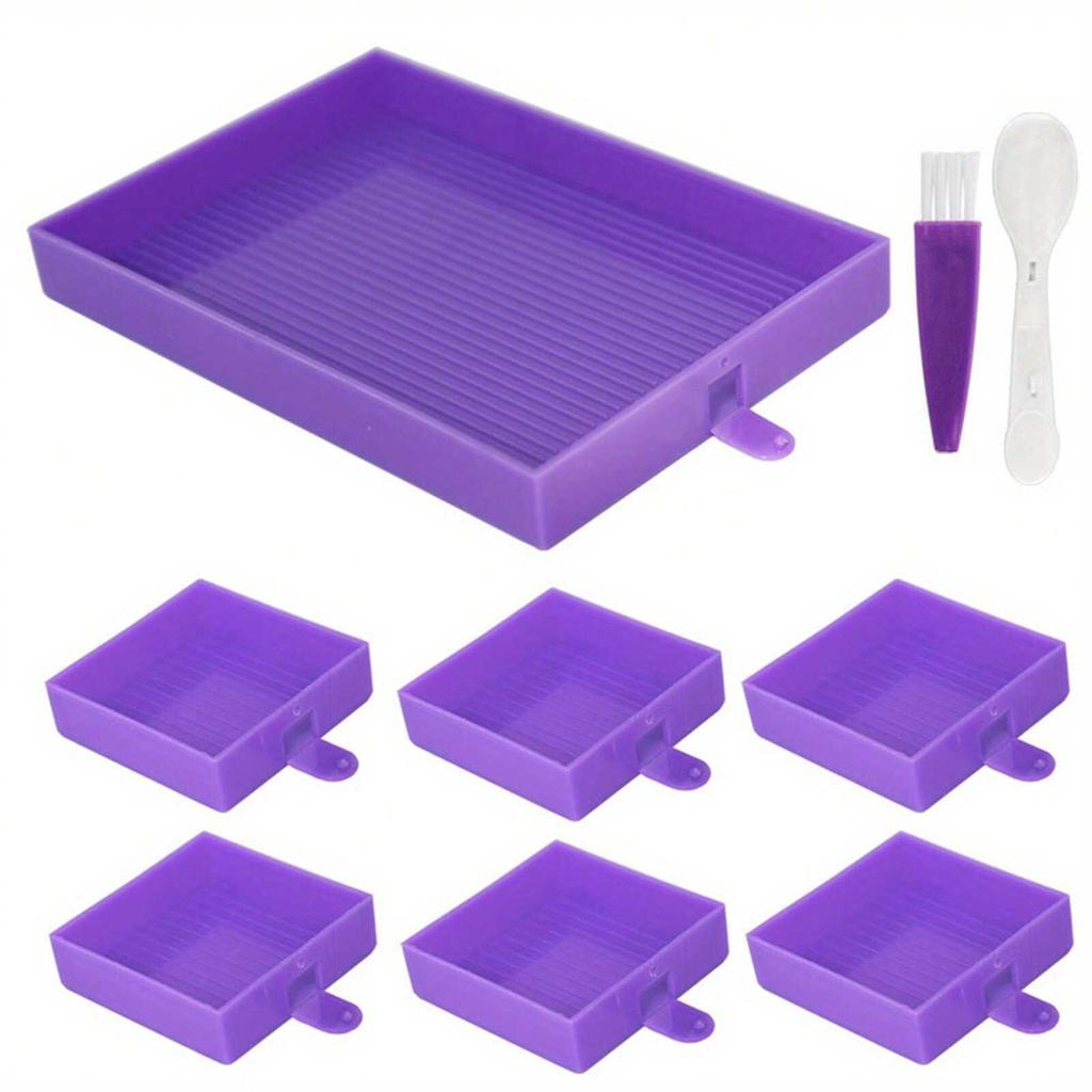 Набор из 9 предметов Палитра Поднос для алмазной живописи Большая емкость Алмазная пластина Алмазная кисть для дизайна ногтей Бисерная доска для вышивки крестом