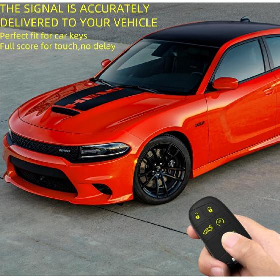 Silicone 392 key fob cover with Key chain Compatible with Charger Durango Challenger RAM 5 buttons (yellow)