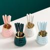 Ceramic Dinnerware Set With Storage Jar Holder Portable Ableware Set Spoon Fork Cutlery Set Table Dinner Tableware Set