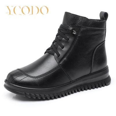 Осенне-зимняя теплая женская удобная обувь из натуральной кожи