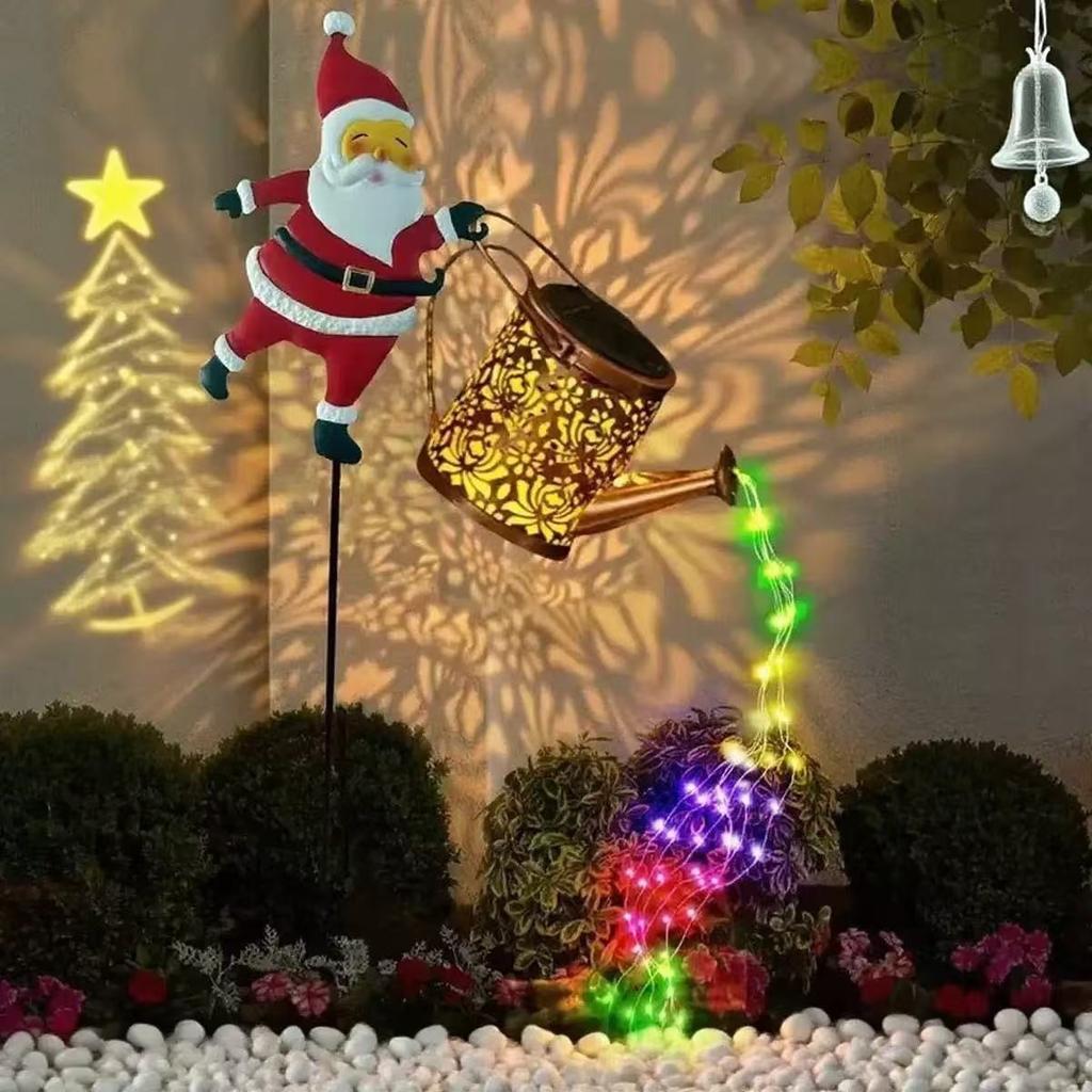 Cross-border Bestseller Solar-powered Santa Claus Lawn Light Die Casting Wrought-iron Hollow-out Goblin Outdoor Courtyard Garden