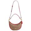 COACH Aria 26 Presbyopia all over print zipper shoulder bag coated canvas and leather crossbody handbag medium size women's brown and red
