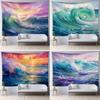 Морской пейзаж, пляжные волны, гобелен, пейзаж, настенный пляжный гобелен, полиэстеровая ткань для скатерти, декор для одеяла
