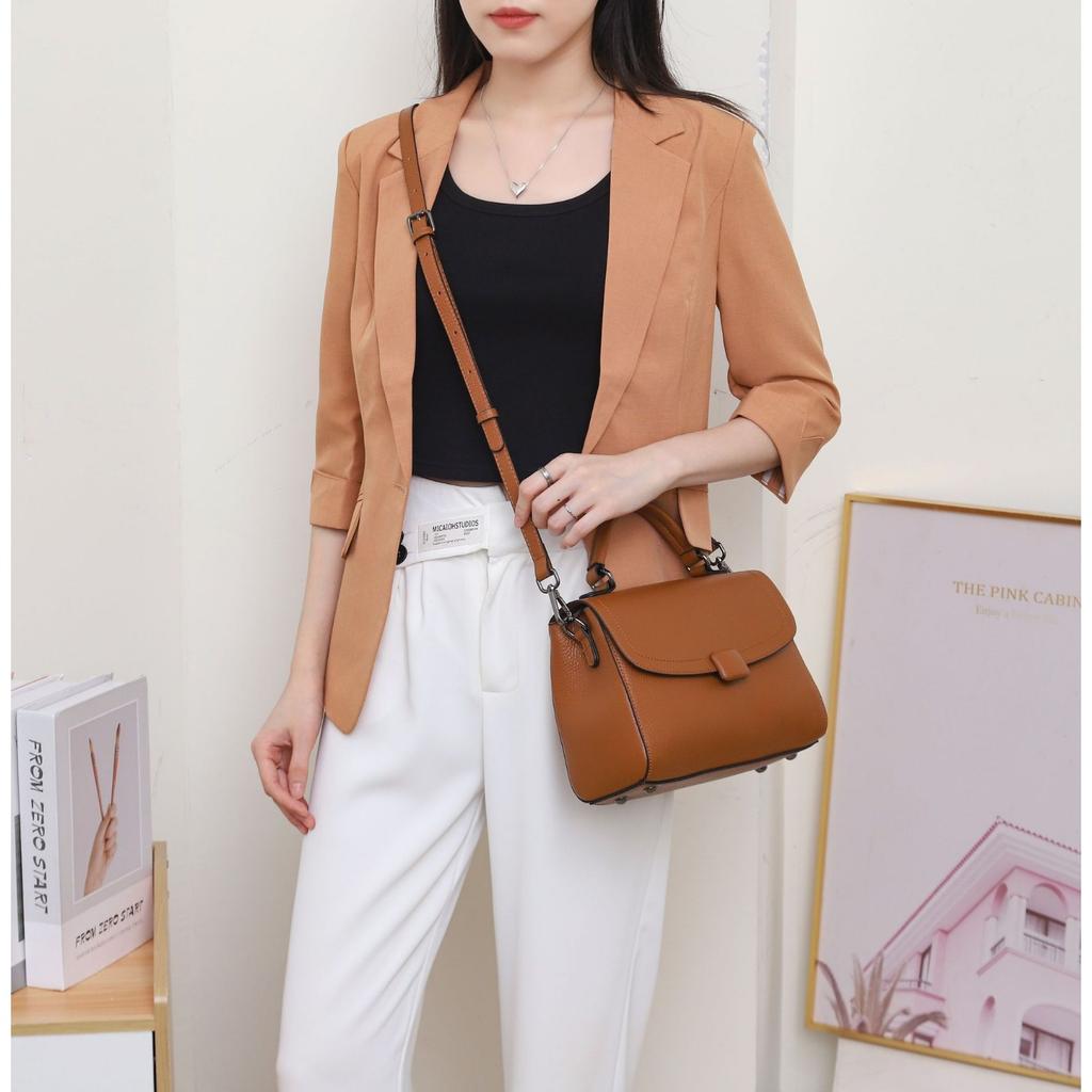 Женская сумка на плечо из коровьей кожи большой вместимости, женская модная простая сумка-тоут, практичная сумка для поездок на работу, многосекционная