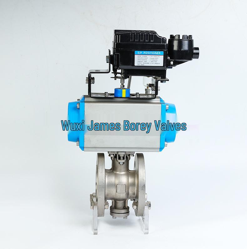VQ647H 304 Pneumatic V-Port Flanged Ball Valve for Regulating and Shut-off in Granular Slurry Ash Discharge.