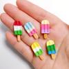 100pcs Resin Rainbow Ice Cream Flatback Cabochon Summer Popsicle Decor DIY Scrapbook for Jewelry Making Phone Case Accessory