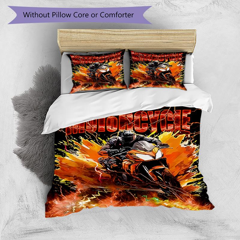 Motocross Adventure Sport 3‑Piece Bedding Set,Soft Breathable Duvet Cover with 16 Pillowcases,Multi‑Scene for Bedroom Dorm,Perfect Holiday Birthday Gi