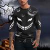 3D Хэллоуин злой смайлик мужская классическая ретро футболка с длинным рукавом для спорта на открытом воздухе свободный повседневный спортивный длинный рукав Хэллоуин
