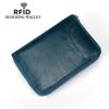 Genuine Leather RFID Accordion Card Holder with Zipper - Multi-Card Slots for Men and Women