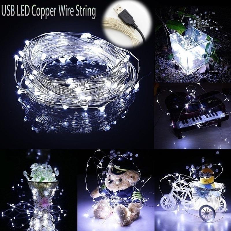 50/100/200 Светодиодные гирлянды из медной проволоки USB-плагин Fairy Lights с дистанционным управлением 8 режимов освещения Домашнее украшение