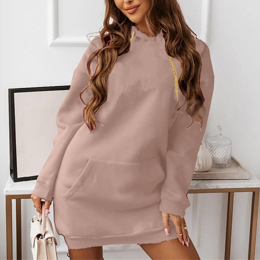 Женское однотонное модное повседневное спортивное худи с длинным рукавом