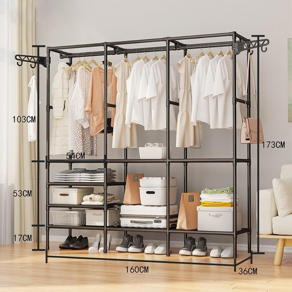 Бытовая напольная вешалка для одежды, двухрядная, прочная, для хранения, гардероб, для спальни