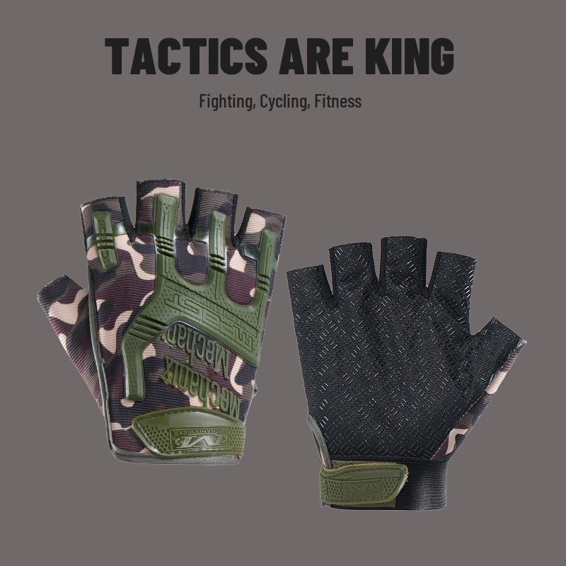 Мужские тактические перчатки без пальцев для велоспорта, альпинизма и фитнеса