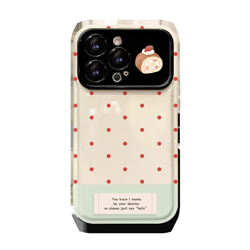 Подходит для чехла для мобильного телефона Apple 15 Iphone14/13pro В горошек Подставка для клубничного торта 12 Зеркало-книжка Полная защита