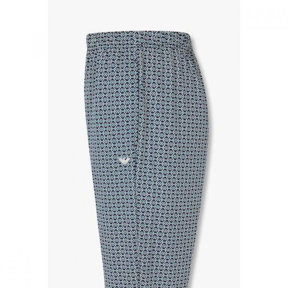 Emporio Armani Мужские хлопковые штаны для отдыха с узором 0816332005