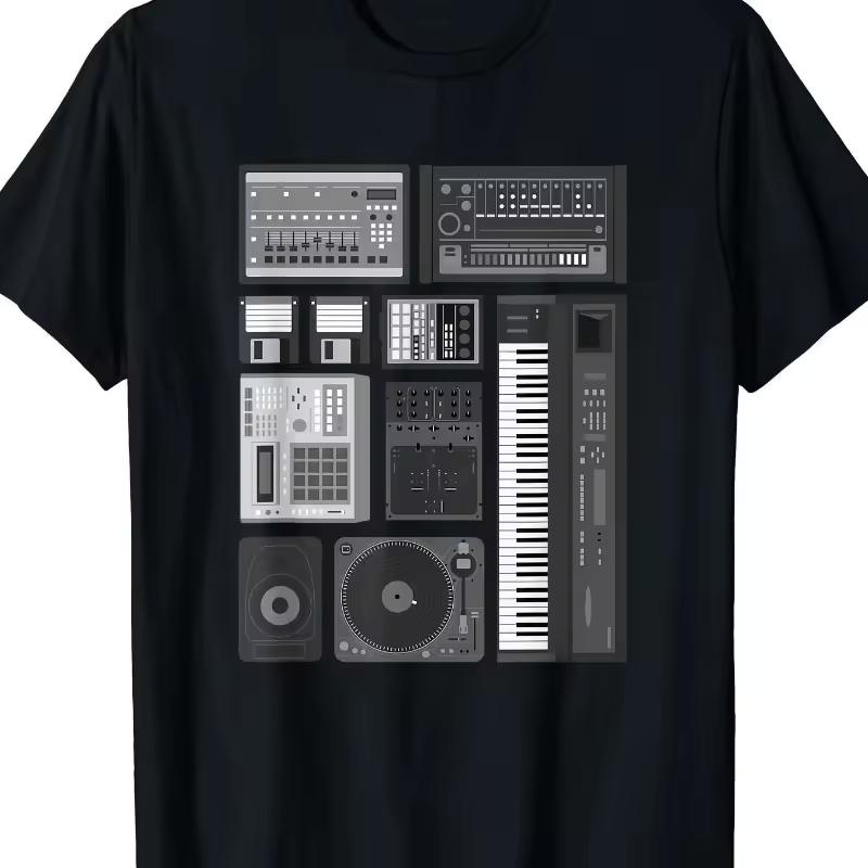 Men's Plus Size Electronic Music Production T shirt, Summer New Casual T shirt