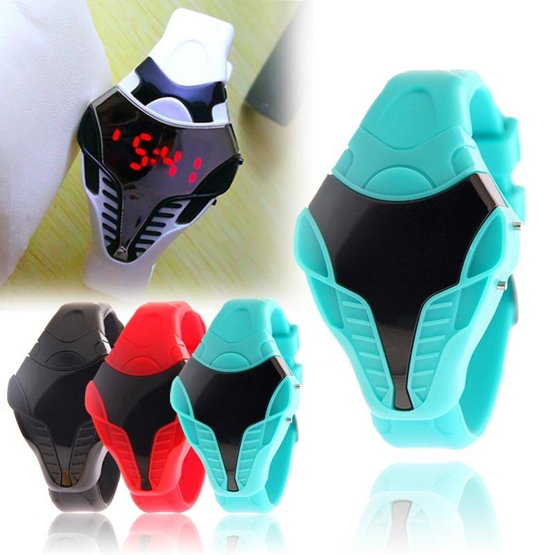 Горячий стиль, светодиодные военные часы, мужские часы, красочные силиконовые треугольные спортивные наручные часы со змеиной головой, рука